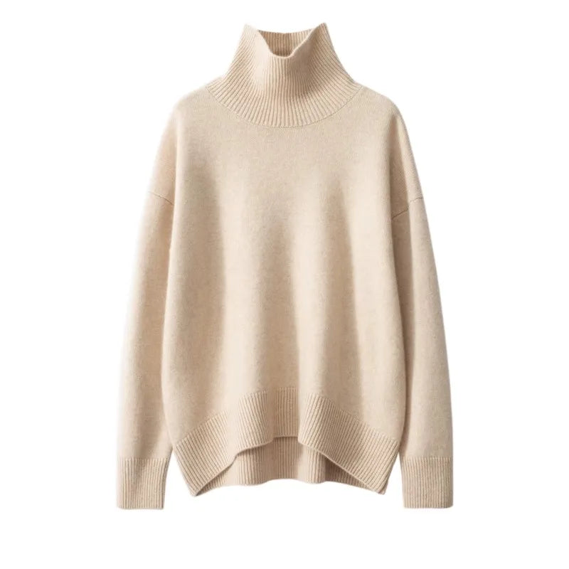 2024 Autumn and Winter New Thick Cashmere Sweater Women High Neck Pullover Sweater Warm Loose Knitted Base Sweater Jacket Tops