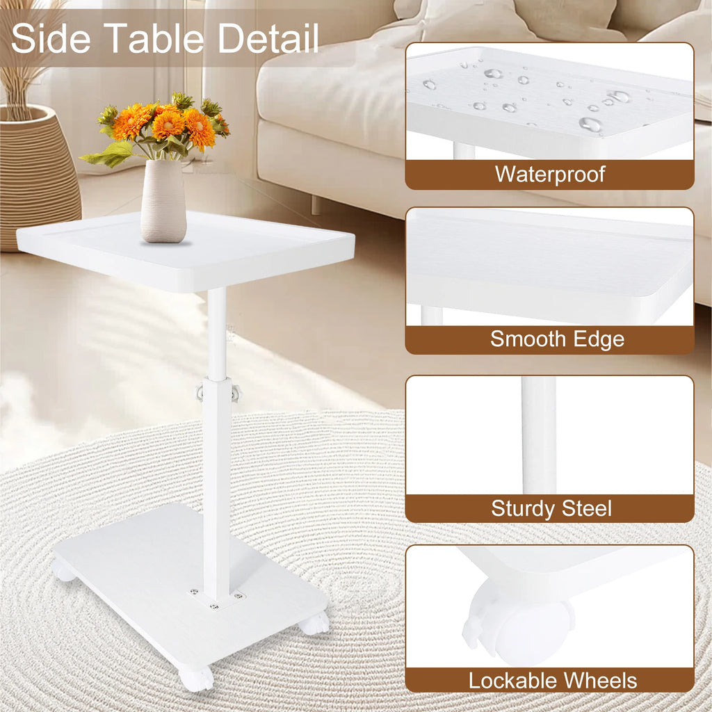 Sofa Side C-Shaped Coffee Tea Table With Wheel Simple Mobile Storage Desk Multifunctional Table for Home Living Room Bedside