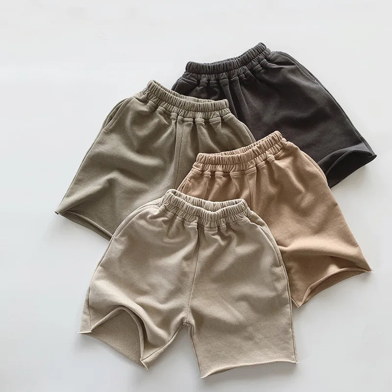 Summer Kid Girl Smooth Fashion Solid Comfortable Shorts Toddler Boy Cotton Straight Wide Leg Short Pants Children Clothes