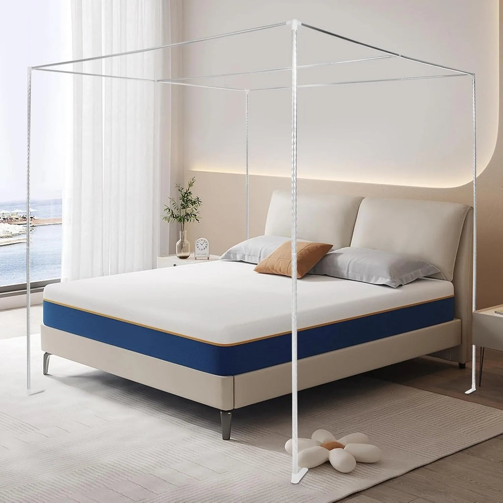 2*2*2m Bed Frame Column Full Size Stainless Steel Square Bed Mosquito Grid Beam Suitable for Metal Bed Wood Bed (Only Frame)