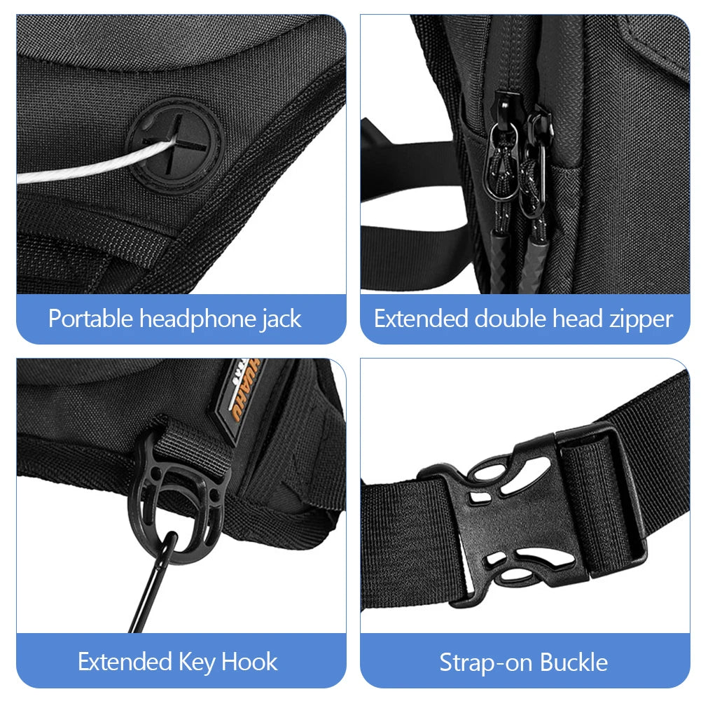 Men Motorcycle Thigh Bag Waterproof Multifunctional Waist Bag Reflective Large Capacity for Hiking Camping Fishing