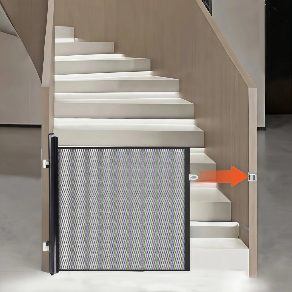 Retractable Pet Fence No-Drill Mesh Safety Gate for Dogs, Collapsible Design for Indoor Use, Fences Flexible Pet Barrier