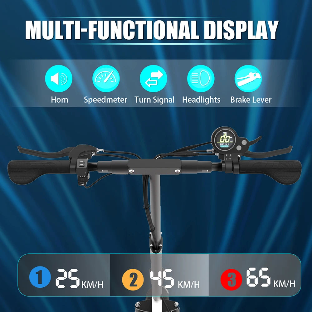 Up to 65km/h 80km 1200W 2500W Adults Electric Scooters 48V/52V Motor 10'' Pneumatic Tires Foldable E Scooter 200kg Loading