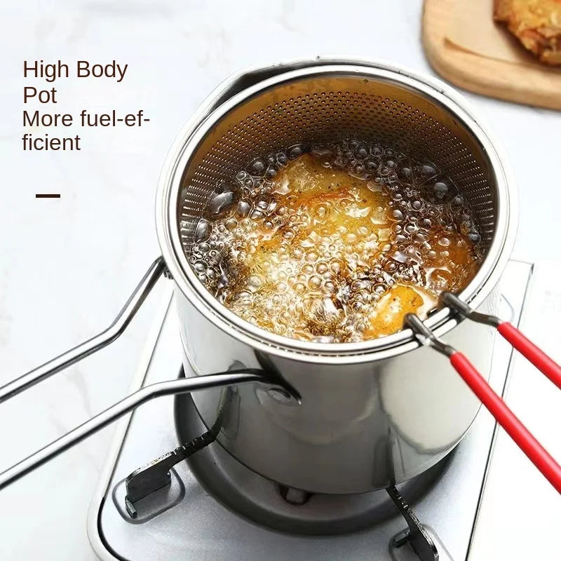 Cooking Pan With Filter Basket Stainless Steel Deep Fryer Multifunctional Small Pot Pasta Pot Kitchen Cooking Tools