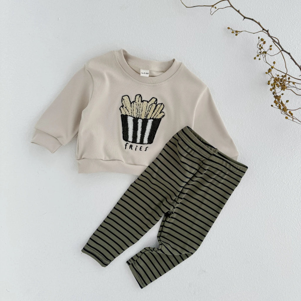 Baby Boys Clothes Cartoon Popcorn Toddler Infant Outfit Long Sleeves Top Pants 0-3 Years Newborn Kids Sets Sweatshirt 2Pcs