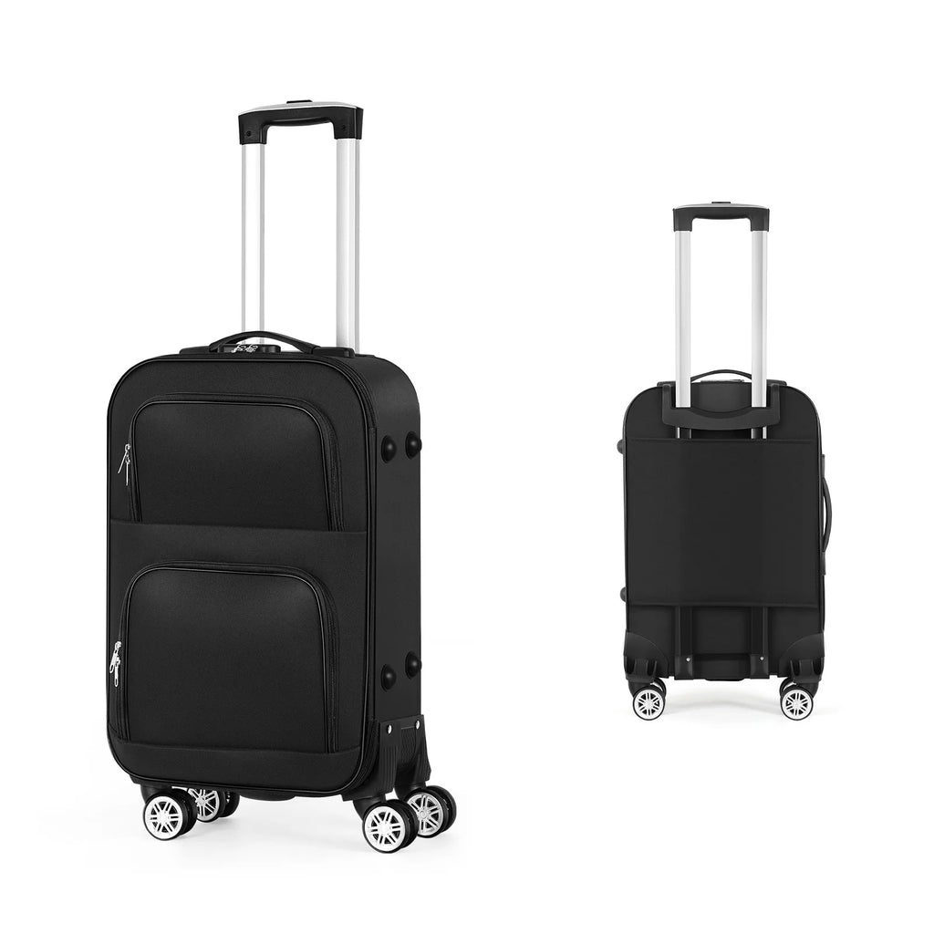 Soft edged travel 20 inch lightweight luggage with rotating wheels, Oxford fabric suitcase with small diagonal fabric