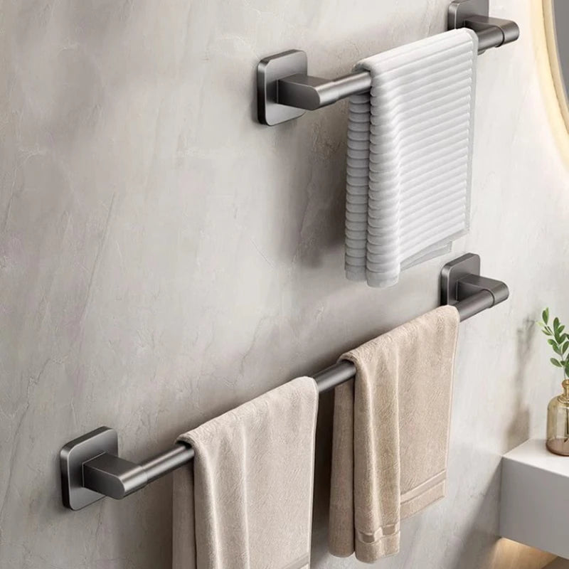 Towel rack modern space aluminum non-perforated wall mounting shelves bathroom towel rack single rod toilet storage hanger