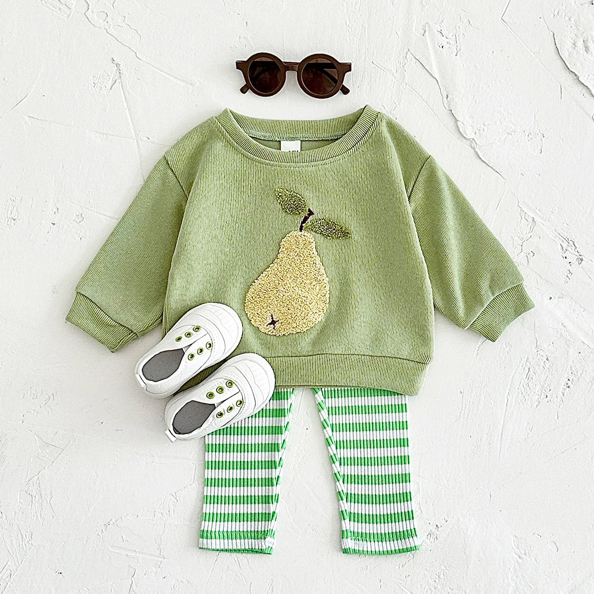 Ins Baby Girls Clothes Autumn Infant Toddler Outfits Fruit Embroidery Pullover Top+Pants Spring Newborn Sets Cotton Clothing