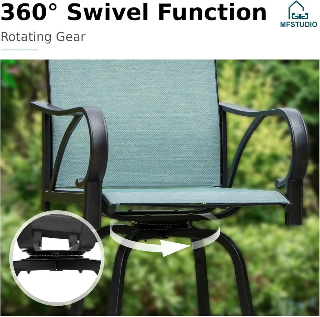 5-Piece Outdoor High Top Bar Set - Bar Height Table and Chairs for Patio, Waterproof Bistro Set for 4, Light Blue