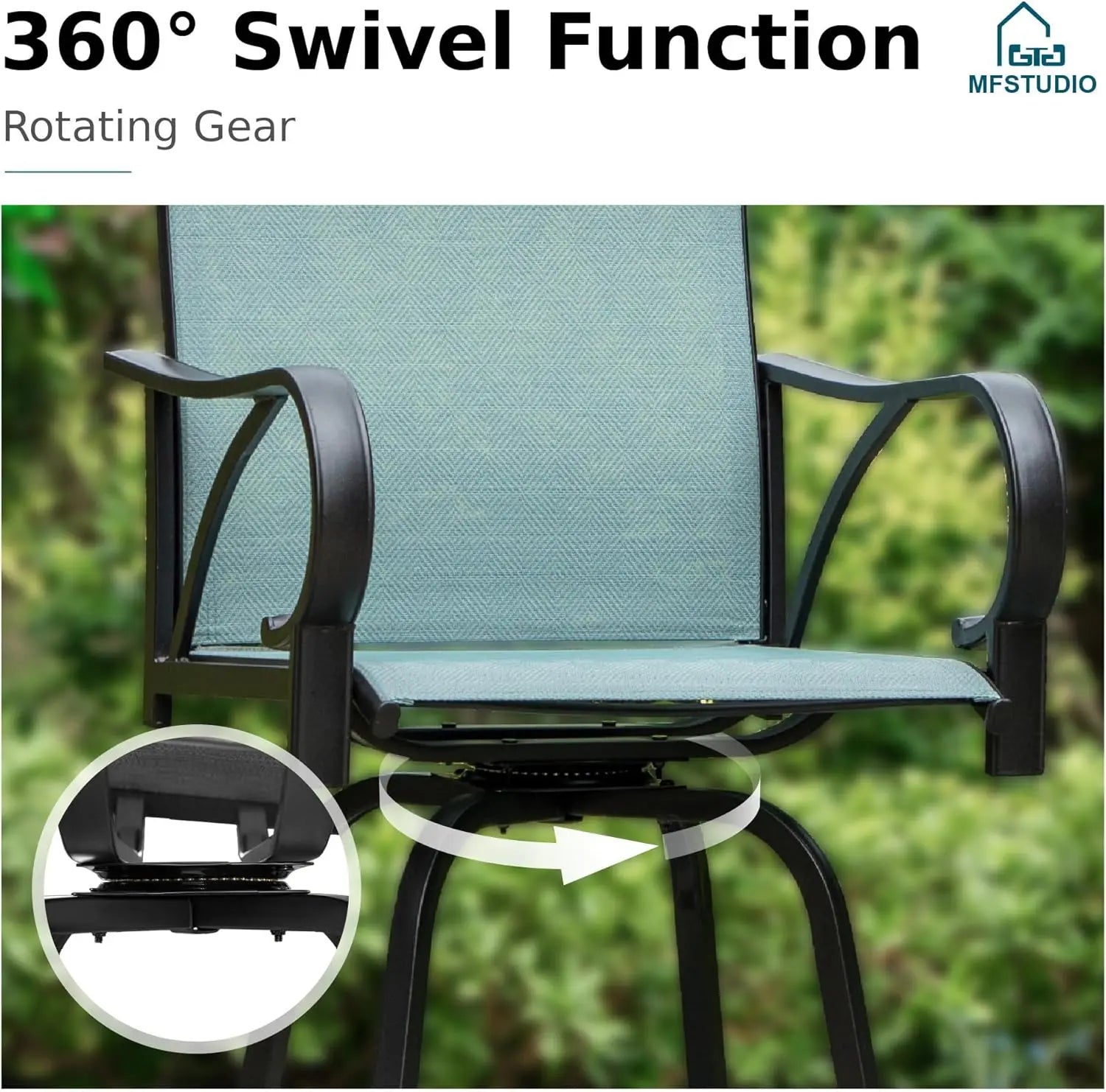 5-Piece Outdoor High Top Bar Set - Bar Height Table and Chairs for Patio, Waterproof Bistro Set for 4, Light Blue