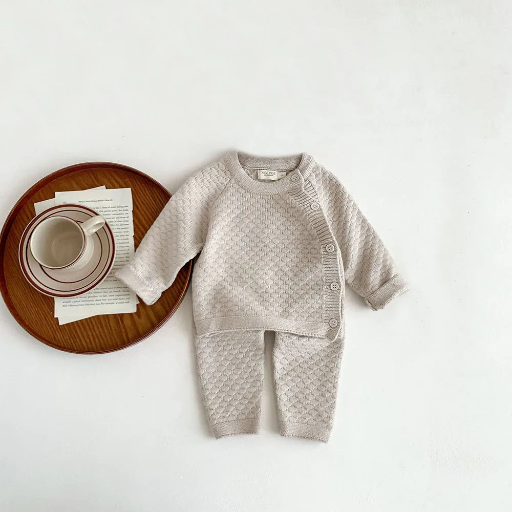 Baby Boy Knitted Clothes Sets Long-Sleeved Cardigan + Pants Autumn Winter Infant Boy Clothes Outfits