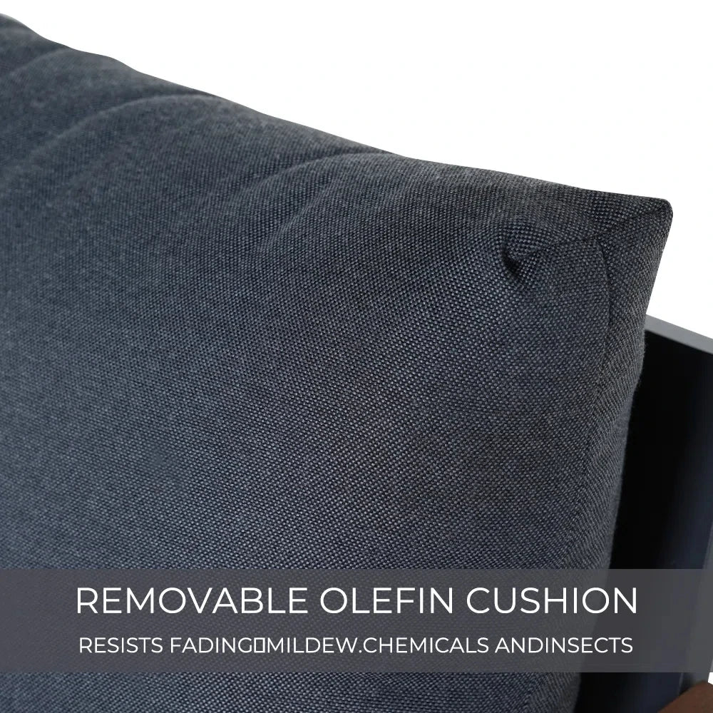 Outdoor 4-Piece Modern Furniture Sets,5 Person Conversation Set, Faux Wood Grain Finish Frame Sofa with Olefin Thick Cushions