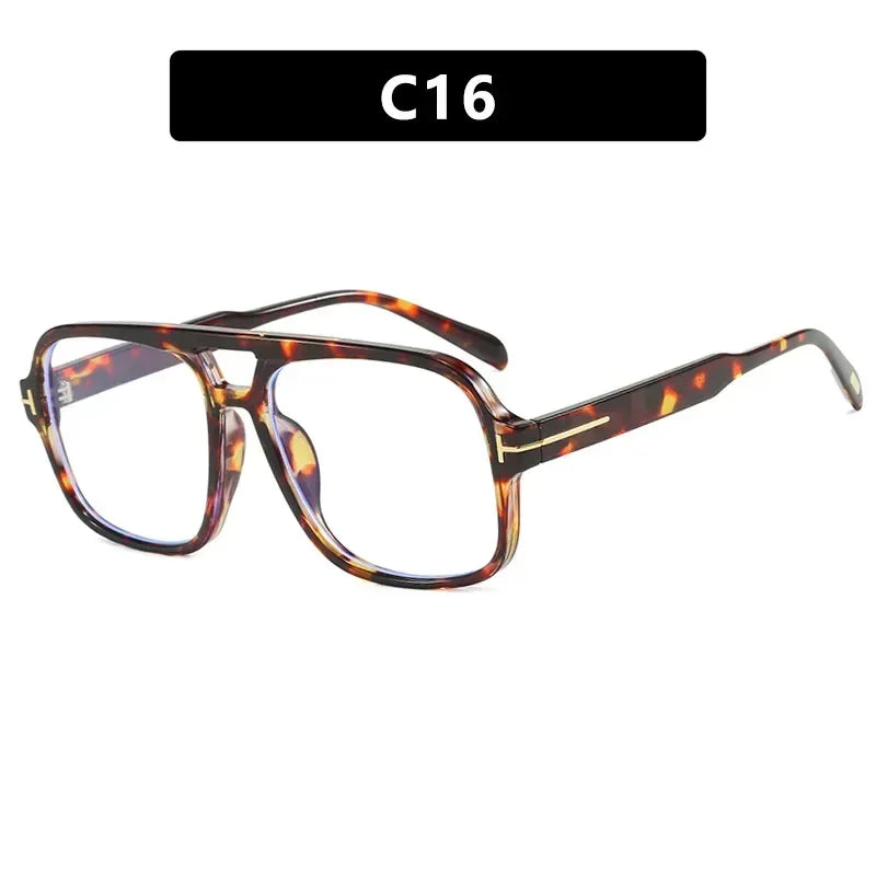 Vintage Classic Brand Designer Double Bridge Square Sunglasses Women For Men Male Luxury Sun Glasses Punk Big Frame Shades UV400