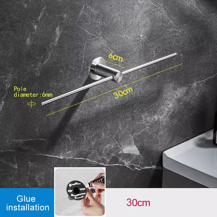 30/40/55cm Movable Towel Rack Towel Hanger Bath Towel Holder Wall Towel Bar Space Aluminum Bathroom Shelf Kitchen Storage Rack