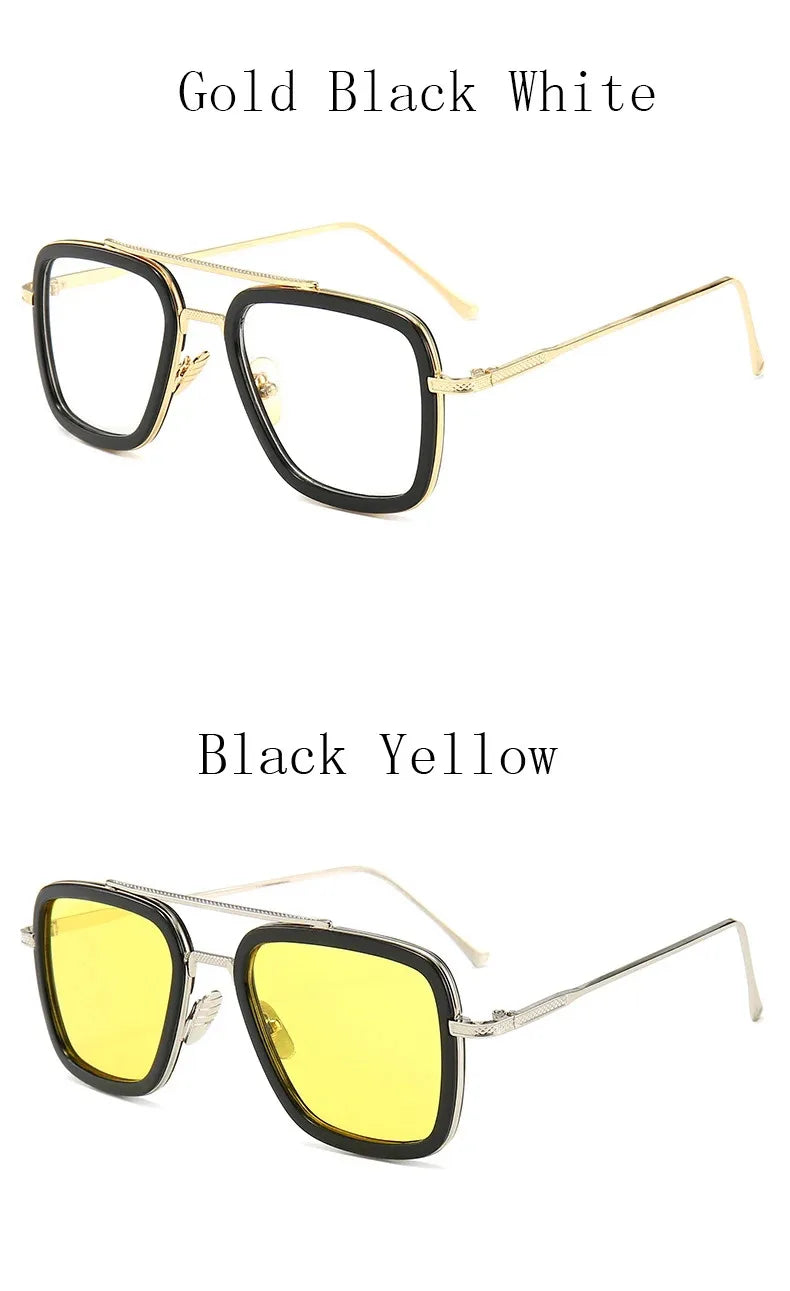 Tony Stark Robert Downey Square Sunglasses for Men Women Fashion Classic Vintage Design Metal UV400 Transparent Sun Glasses 2025