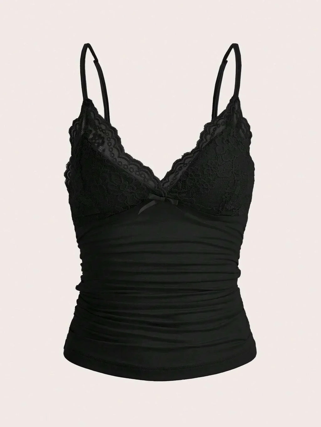 Sexy Contrast Lace Bow Front Crop Cami Top Women 2025 Summer Grunge Punk Y2K Clothes Ruched Skinny Backless Tee Shirt