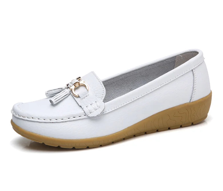 Woman Shoes Low Heels Casual Shoes Women's Loafers Slip On Flat Shoes Mocassins Femmes Comfortable Footwear Women Flats White