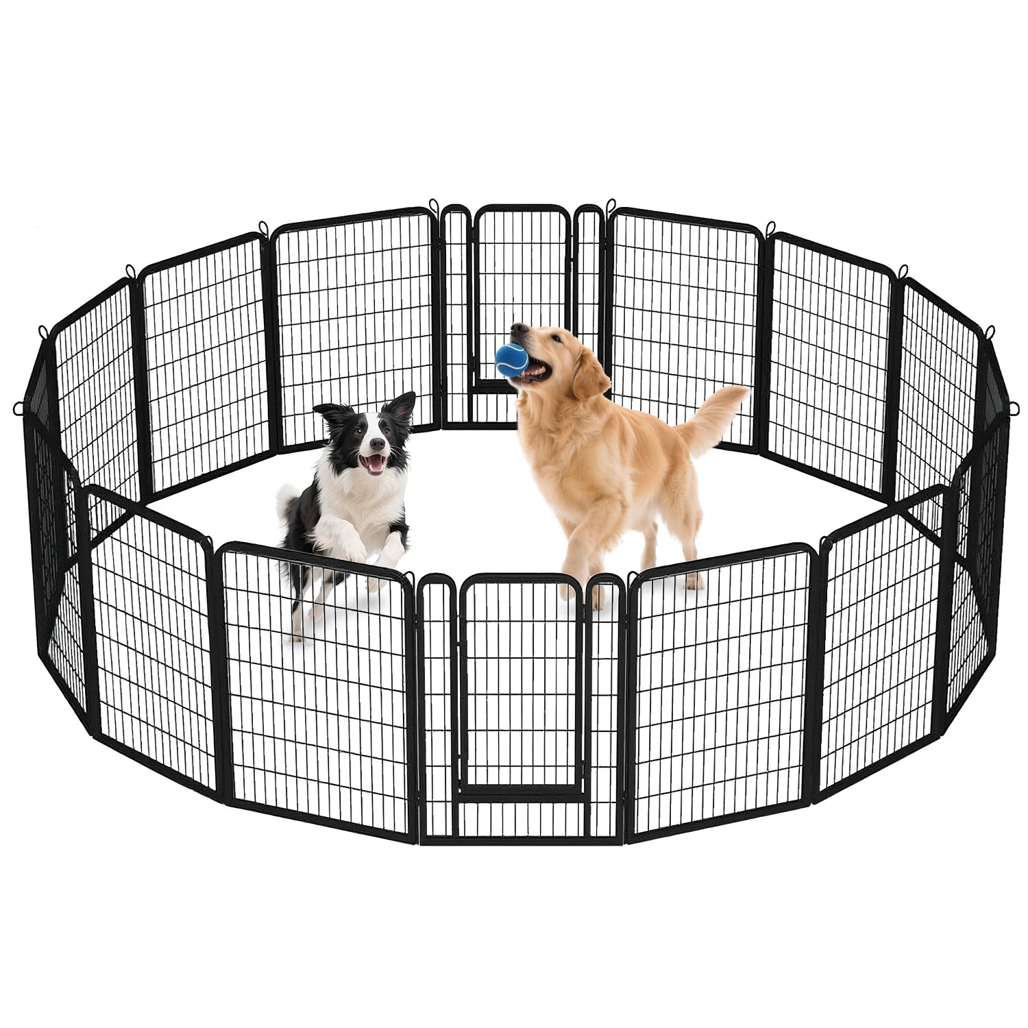 Dog Playpen with Door, Outdoor/Indoor Foldable Metal Pet Fence, Heavy Duty Puppy Exercise Pen for Yard, RV Camping, DIY Pet Cage