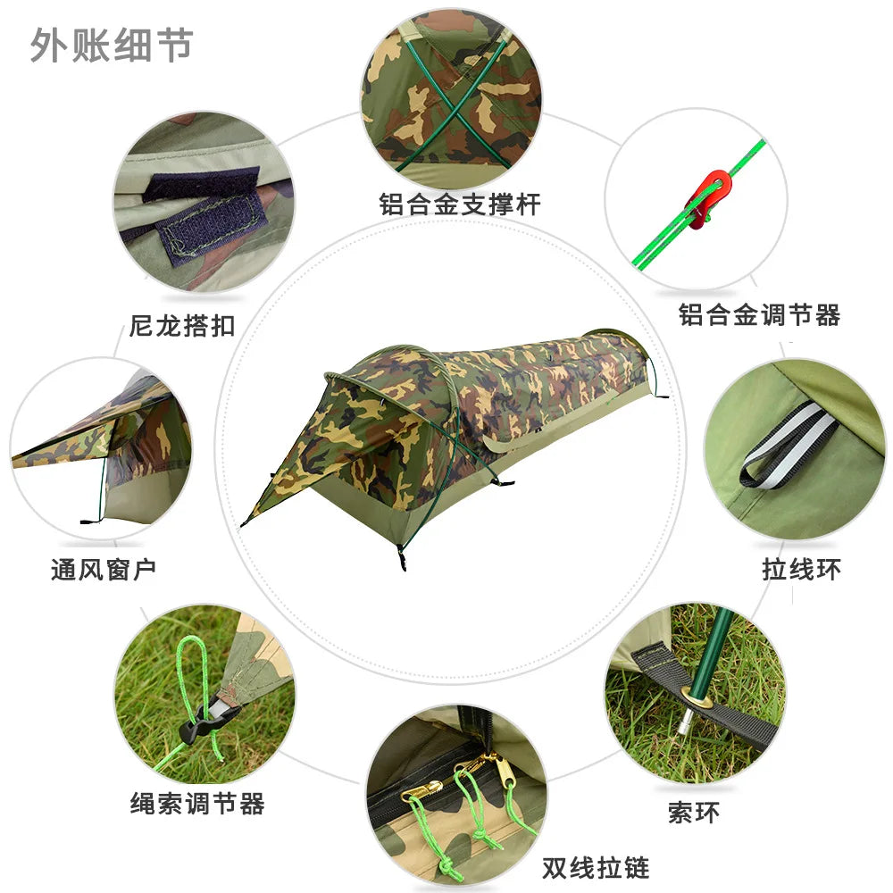 Ultralight One Person Tunnel Tent Outdoor Camping Survival Single Tent
