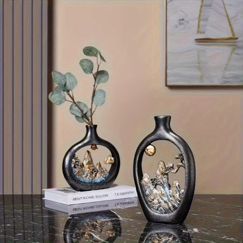 1PC Landscape Retro Decoration - Modern Desktop Vase Display - Suitable for Living Room and Office Vase Decoration