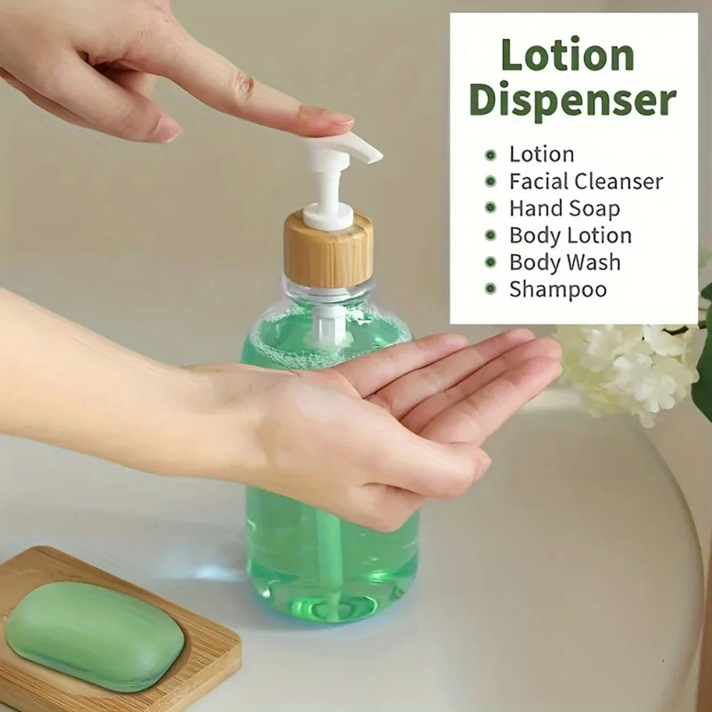 4pcs Bamboo Bathroom Accessories Set - Rustic Boho Decor, Soap Dispenser, Toothbrush Holder, 2 Cotton Swab Holder Jars Soap dish