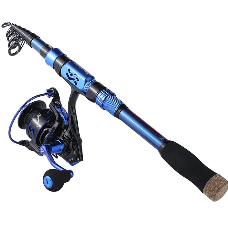 Sougayilang Fishing Rod Reel Combo 1.8-3.0m 24 Ton Carbon Fibre Telescopic Fishing Rod 1000-4000 12+1BB Spinning Reels Set Pesca