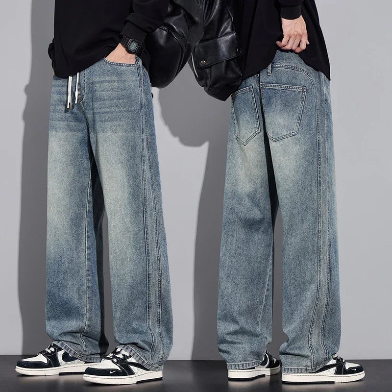 2025 Autumn/Winter New Youth Trendy Full Elastic Thickness Non Elastic Straight leg Jeans