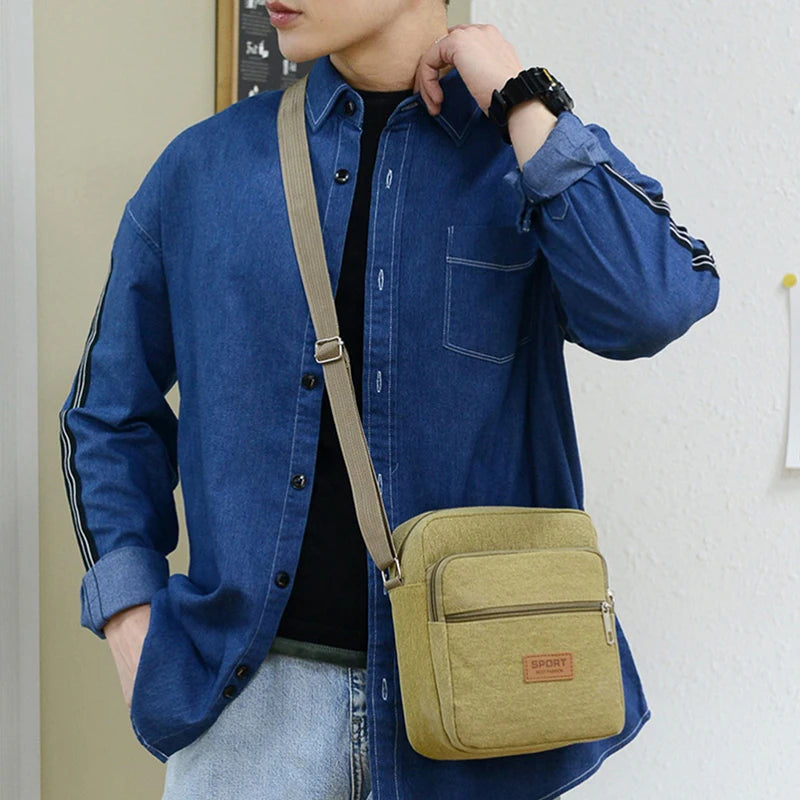 Men's Sidebag For Business Crossbody Bag Fashion Korean Version Men's Canvas Large Capacity Single Shoulder Messenger Bag