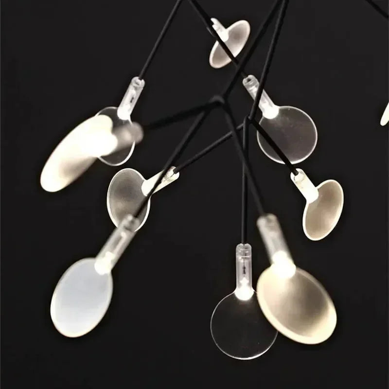 Nordic Circular Chandelier Living Room Kitchen Corridor Postmodern Tree Branch Design Firefly LED Pendant Light Led Lamp