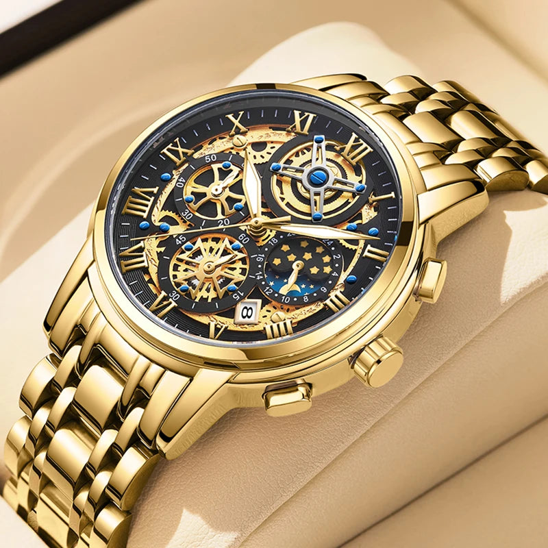 LIGE 2024 New Fashion Gold Women Watch Top Brand Luxury Waterproof Watches for Women Sport Quartz Chronograph Relogio Feminino