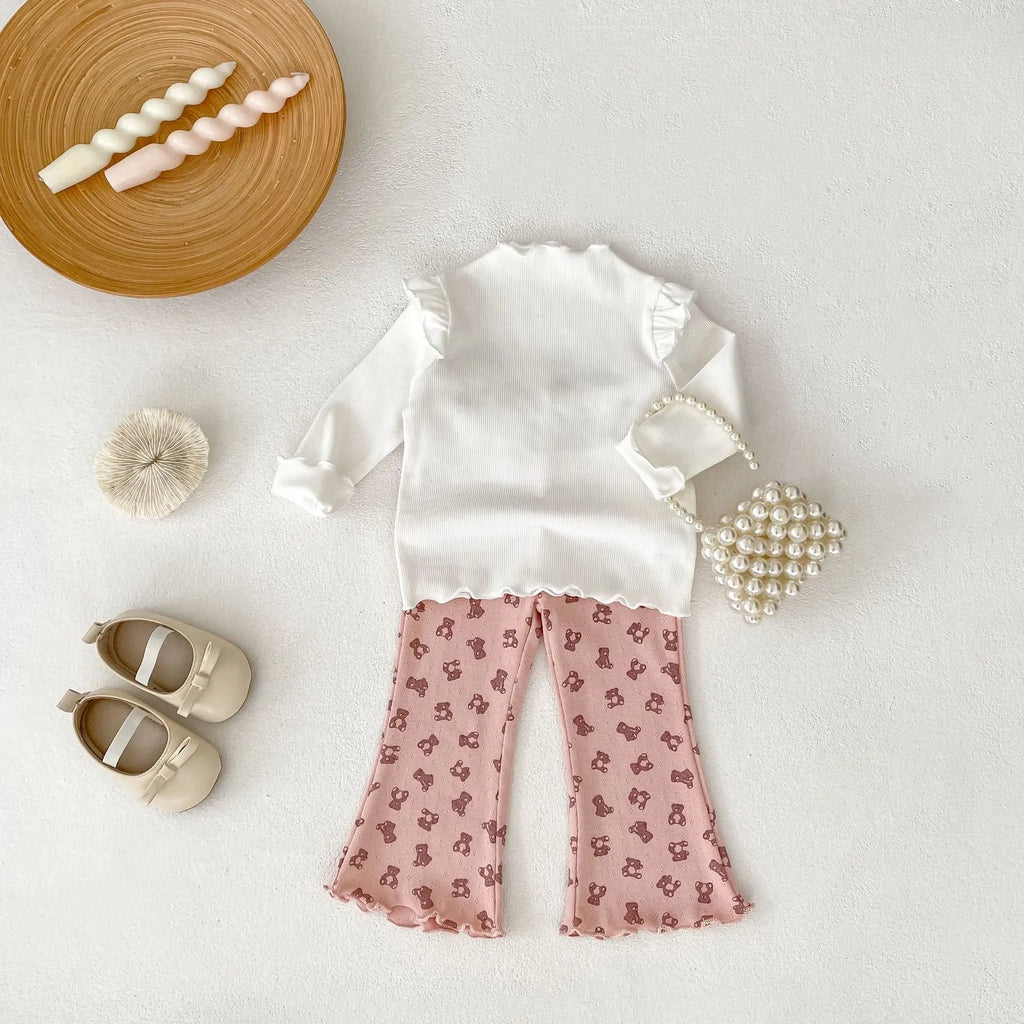 2025 New Korean Version Autumn Baby Girl Floral Micro Print Baby Leggings Baby Mosquito Proof Pants