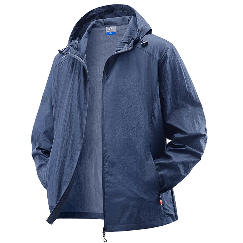 Summer Waterproof Hiking Jackets Men Fishing Cycling Hooded Gym Sports Running Coat Outdoor Sun-Protective Thin Jacket Clothing