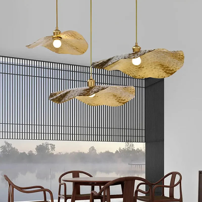 Nordic Gervasoni All Copper Pendant Lamp Creative Living Room Coffee Shop Dining Room Decoration Lotus Leaf Lamp