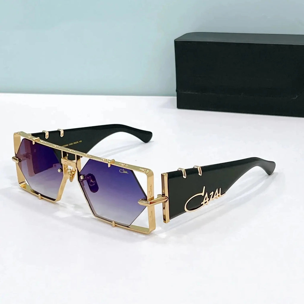 ORIGINALCAZAL MOD004 Top Quality Tortoiseshell Acetate Frame Retro Men Sunglasses Luxury Design Blue Lenses Women Couple Eyewear