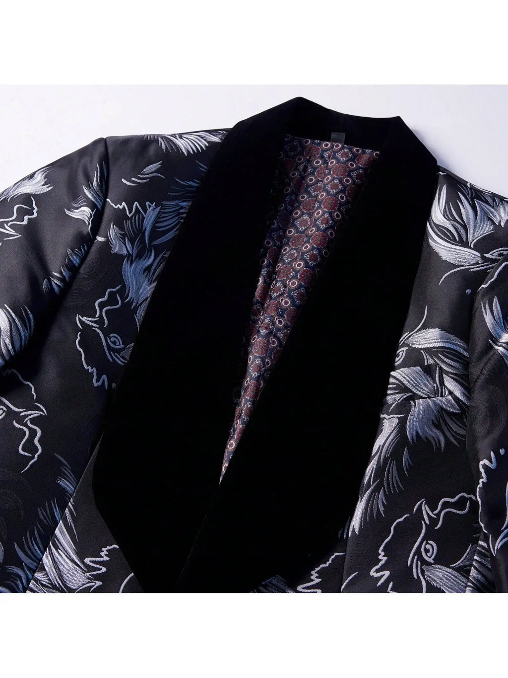 Mens 3 Piece Floral Tuxedo, Jacquard Slim Suit Set, Paisley Blazer Vest and Pants for Prom Wedding