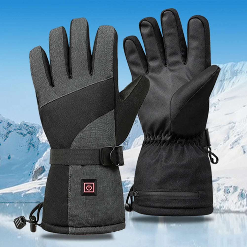 Unisex Outdoor Cycling Gloves 3 Speed Temperature Graphene Ski Gloves Touchscreen Non-Slip Windproof for Climbing Hiking Cycling