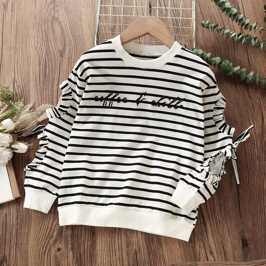 Baby White Shirts for Girls Sweatershirts Kids Outfits Cotton Teenagers Costumes Children Clothes Spring Autumn 6 8 10 12 Years
