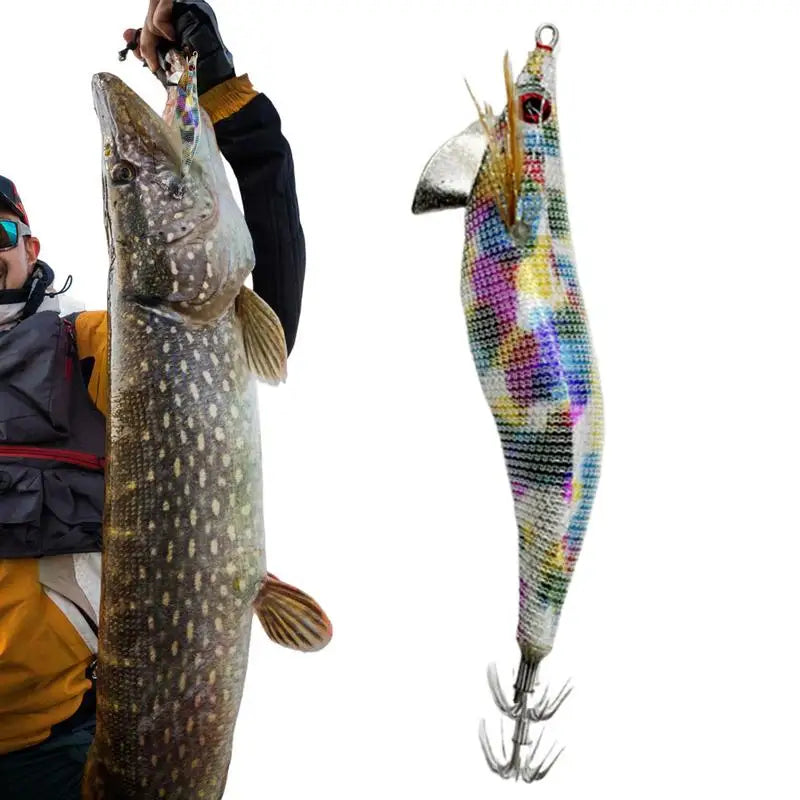 Glow Artificial Squid Lure Saltwater Wood Shrimp Lures Fluorescent Fishing Baits Realistic Freshwater Fish Luring For Sea River