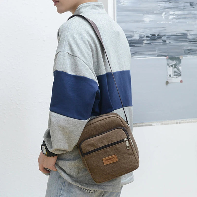 Men's Sidebag For Business Crossbody Bag Fashion Korean Version Men's Canvas Large Capacity Single Shoulder Messenger Bag