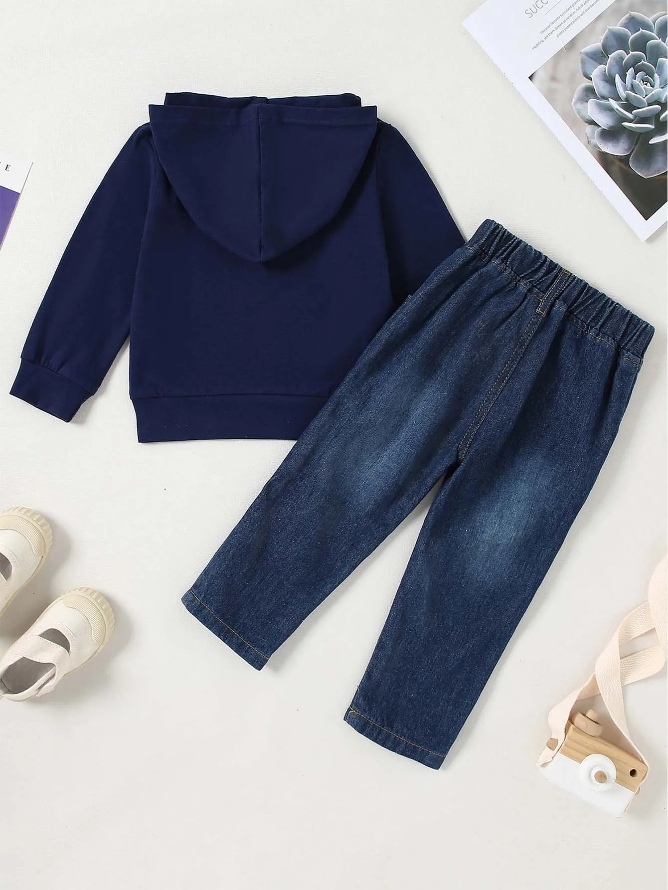 Baby Boy Clothes, Long Sleeve Printing Hoodie With Jeans Pants Outfits Set Little Boy Ripped Jeans, Hooded Sweatshirt