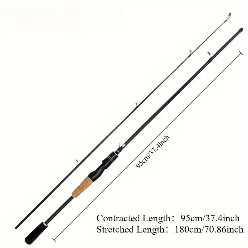 Carbon Lure Rod with Wooden Handle,180cm/70.86inch,Suitable for a variety of fishing environments