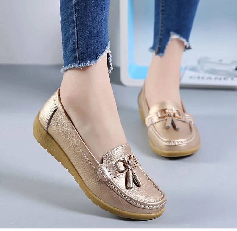 Woman Shoes Low Heels Casual Shoes Women's Loafers Slip On Flat Shoes Mocassins Femmes Comfortable Footwear Women Flats White