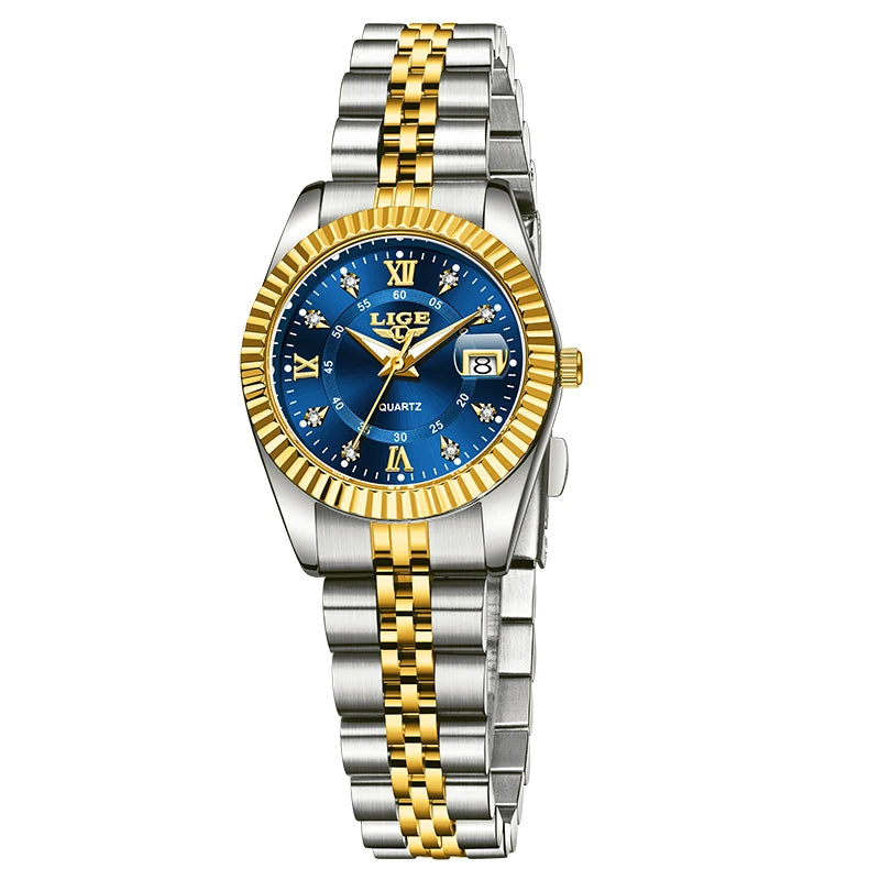 LIGE Top Luxury Watches For Women Vintage Fashion Ladies Watch Waterproof Date Stainless Quartz Wristwatches Reloj Mujer 2025