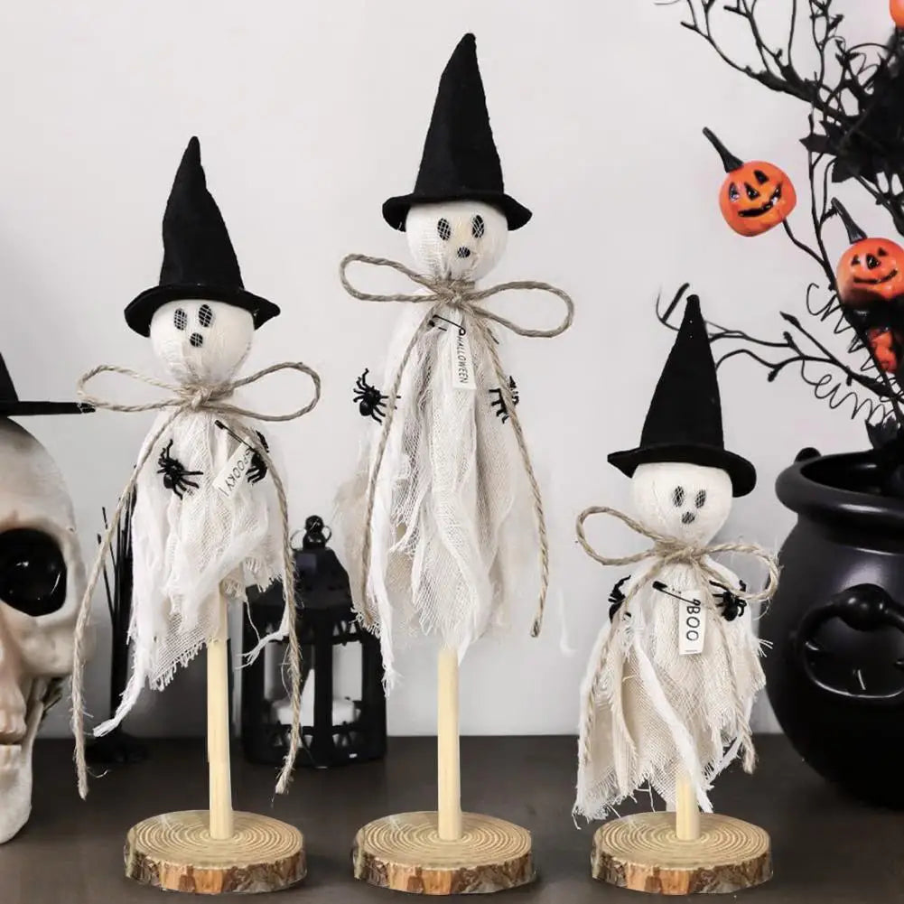 Fun Halloween Decorations Halloween Decor Set of 3 Wooden Ghost Ornaments Adorable Halloween Decorations with Fabric for A