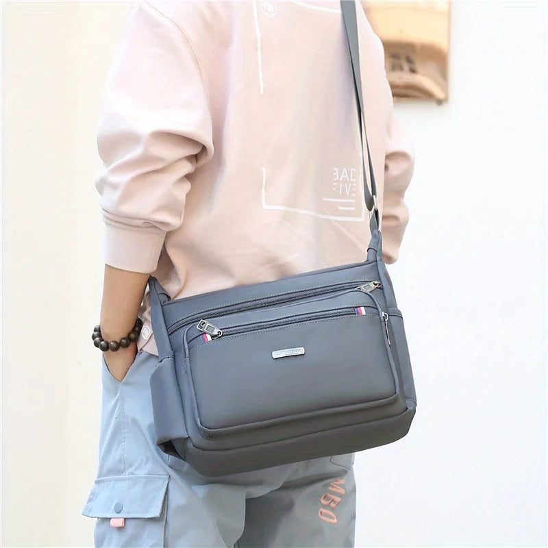 1pc Men's Large Capacity Oxford Cloth Casual Crossbody Bag, Travel Versatile Lightweight Shoulder Sling Bag