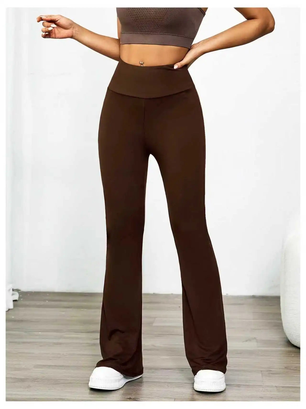 【3 Pack Bootcut Yoga Pants】High Waist Flare Leggings for Women, Black+Gray+Brown Stretch Trousers, Reinforced Stitching Bootleg