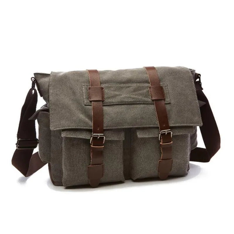 Men's Business Messenger Bags For Men Shoulder Bag Vintage Canvas Crossbody Pack Retro Casual Office Travel Bag