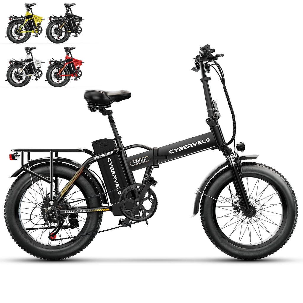 1000W Folding Electric Bike, 48V 20AH Large Removable Battery E Bike, 30+MPH, 80 Miles Max Range, 20" Fat Tire Electric Bike for