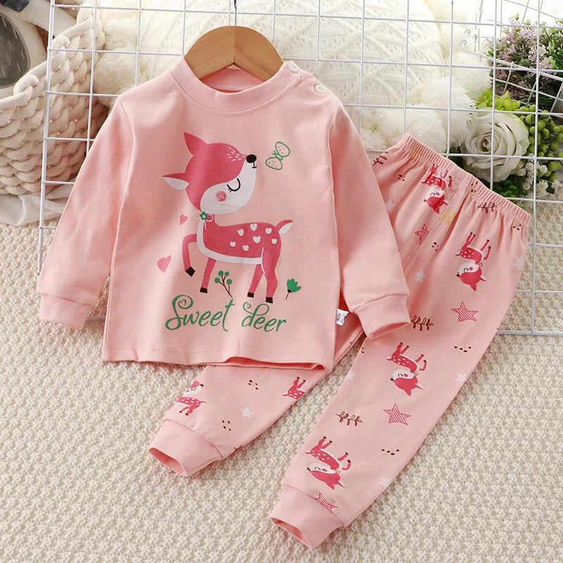 Baby Boys Clothes Sets cotton Bear Boys Girls Long Sleeve Top +Pants 2pcs Kids Clothes pajamas Suit
