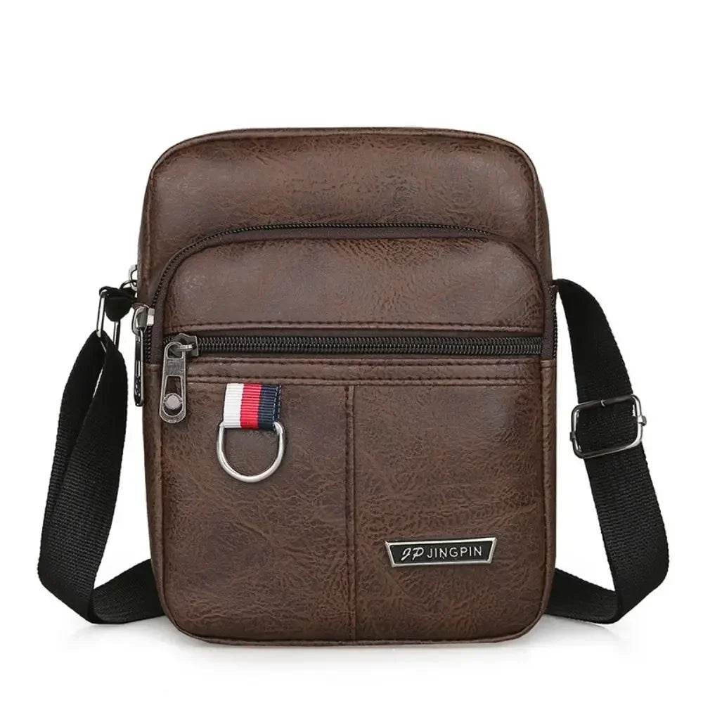 Men's High Quality PU Leather Shoulder Bag Large Capacity Chest Bag Fashion Casual Solid Color Crossbody Bag